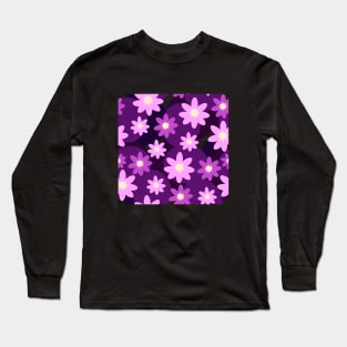 Abstract pink and violet flowers 3 D design Long Sleeve T-Shirt